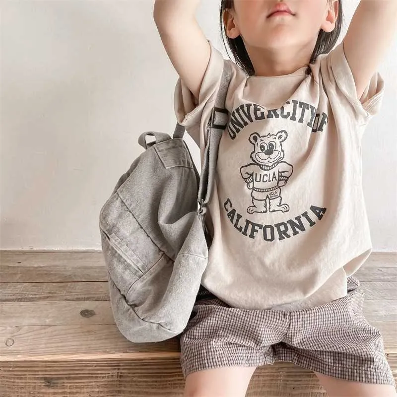 T-shirts Pure Cotton Kids T-shirt Sommarkläder Kort ärm Toppar Tees Children Costume Fashion Cartoon Boys T Shirts Round Collar P230419