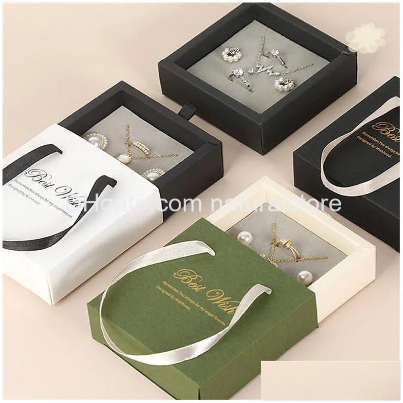 Smycken lådor der typ lådan papper ringörhängen halsband förpackningsdisplay fodral med handtag droppleverans dh1vj