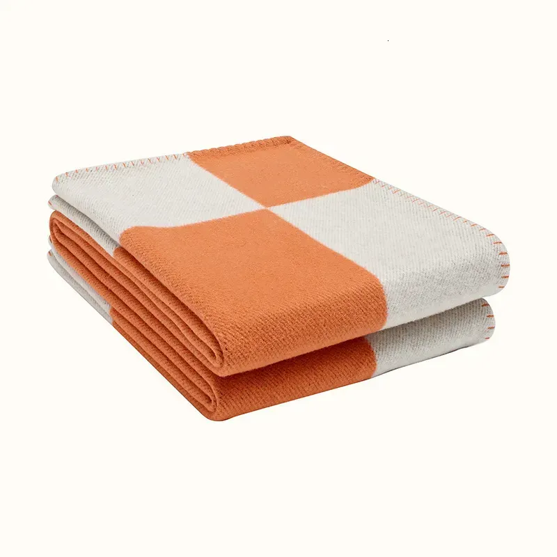 Carta cashmere designer cobertor macio cachecol de lã xale calor portátil espessamento xadrez sofá cama velo cobertor de malha 135-170cm