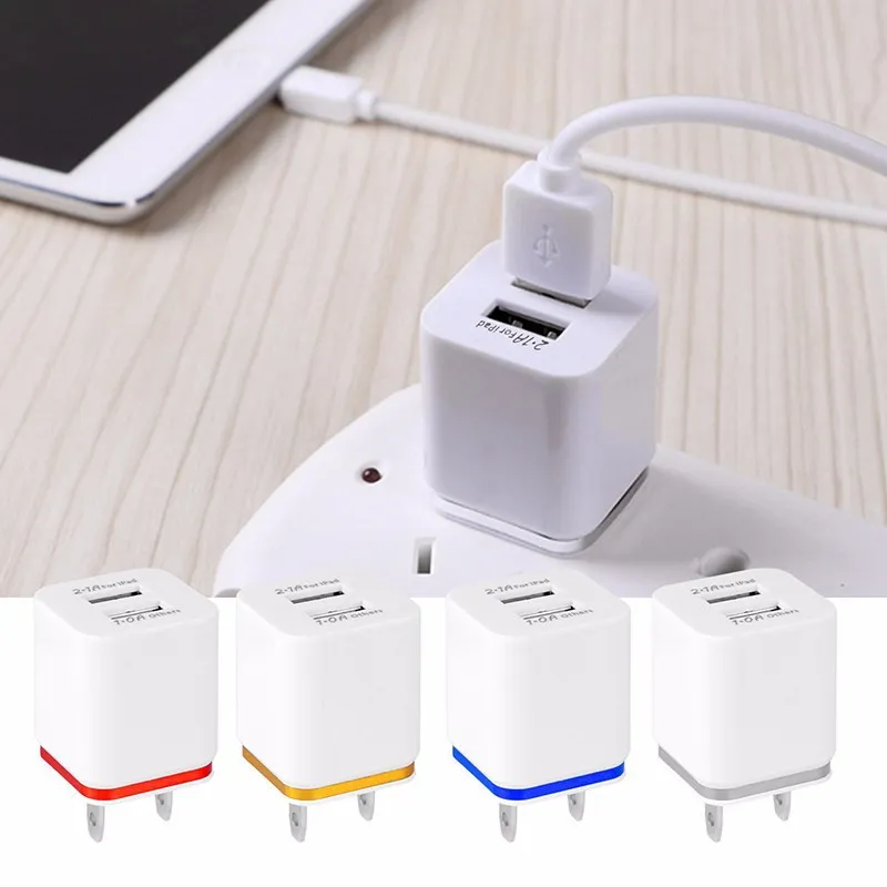 Duale USB-Anschlüsse 2,1 A Ladegeräte US AC Home Travel Wandladegerät Netzteilstecker für iPhone 12 13 14 Samsung Galaxy S20 S22 S23 S8 S10 HTC-Telefon-Ladegeräte