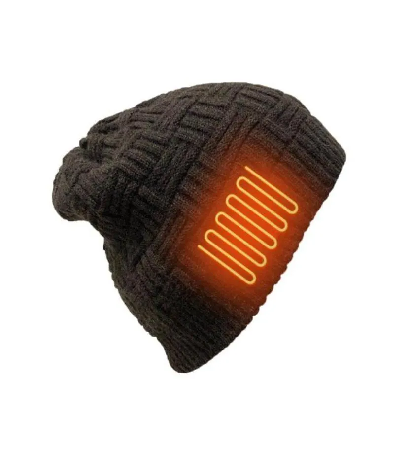 Cappello riscaldante invernale Testa caldo regolabile elettrico riscaldato lavorato a maglia Sport all'aria aperta unisex confortevole berretti termici cappelli berretto da ciclismo8503489