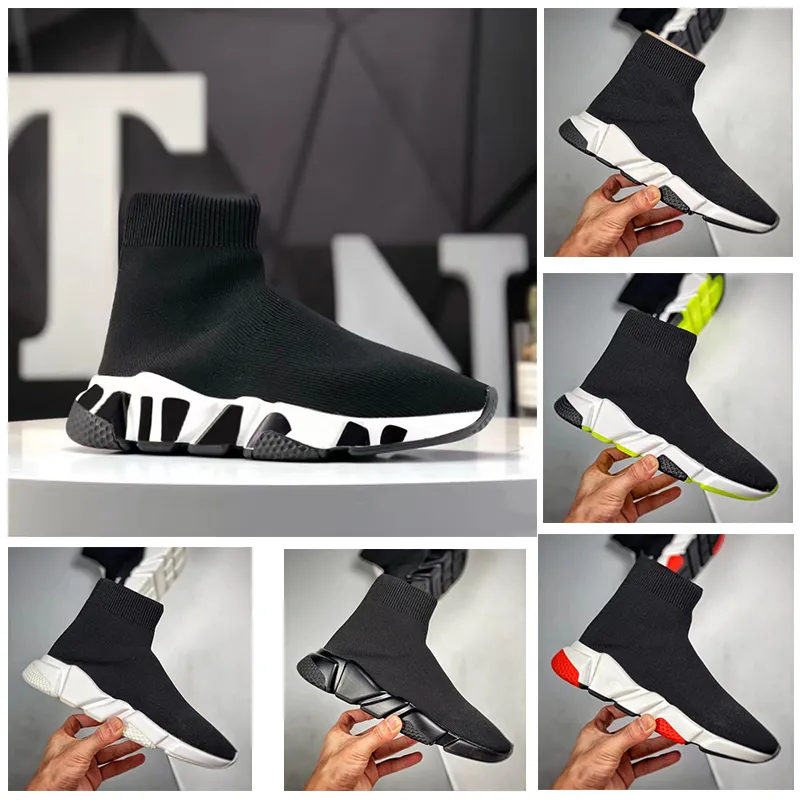 2024 Designer Speed Chaussures Casual Chaussures Plate-forme Chaussettes tricotées Noir Blanc Vieux Sale Toe Brodé Bas Top Baskets Plates Bas Taille 35-45