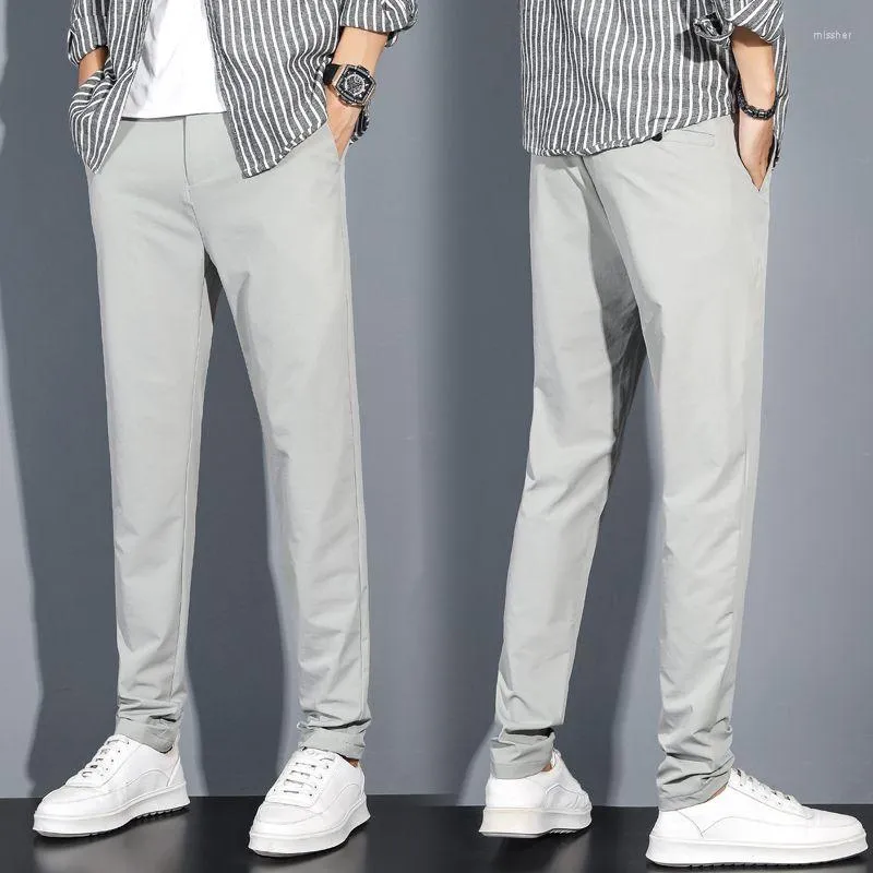 Męskie garnitury klasyczne solidne kolorowe sprężyny jesień grube swobodne spodnie biznesowe bawełniane bawełniane spodnie marki Mężczyzna A36