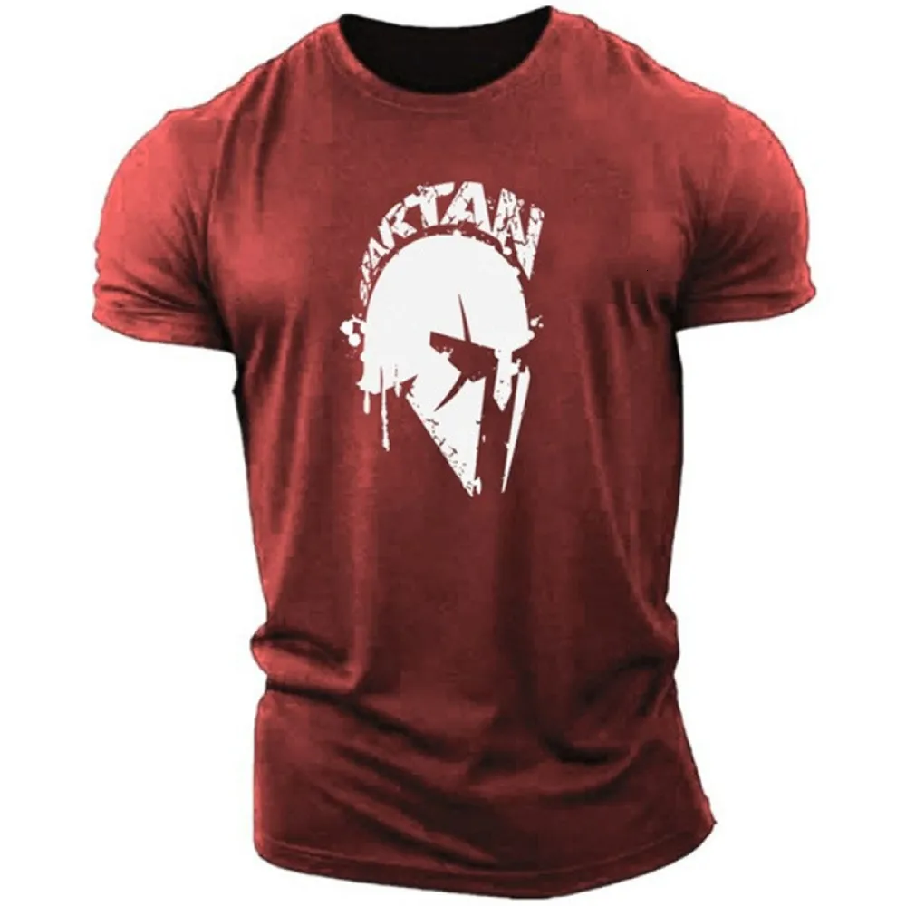 Мужские рубашки T Vintage T Spartan Print 3D Лето -летние топы с коротким рукавом личности уличная одежда негабаритная мужская одежда 230419