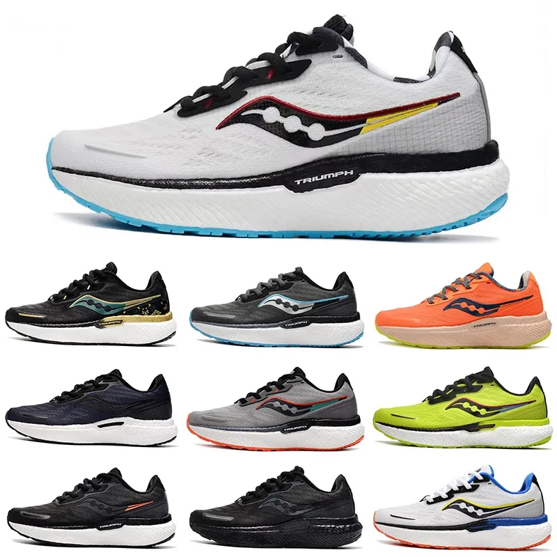 Designer-Laufschuhe Saucony Triumph 19 Tokyo Amulet Acid Blue Alloy Fire Triple Black Shadow Topaz Ice Cream Pink Campfier Story Herren Damen Sneakers Trainer