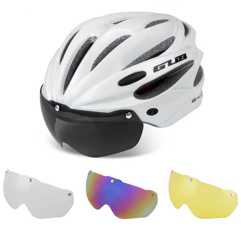 Cycling Helmets GUB Bike Helmet With Visor And Magnetic Goggles MTB Road Bicycle Cycling Safety Helmet Integrally-molded 3 Lens for Men Women P230419