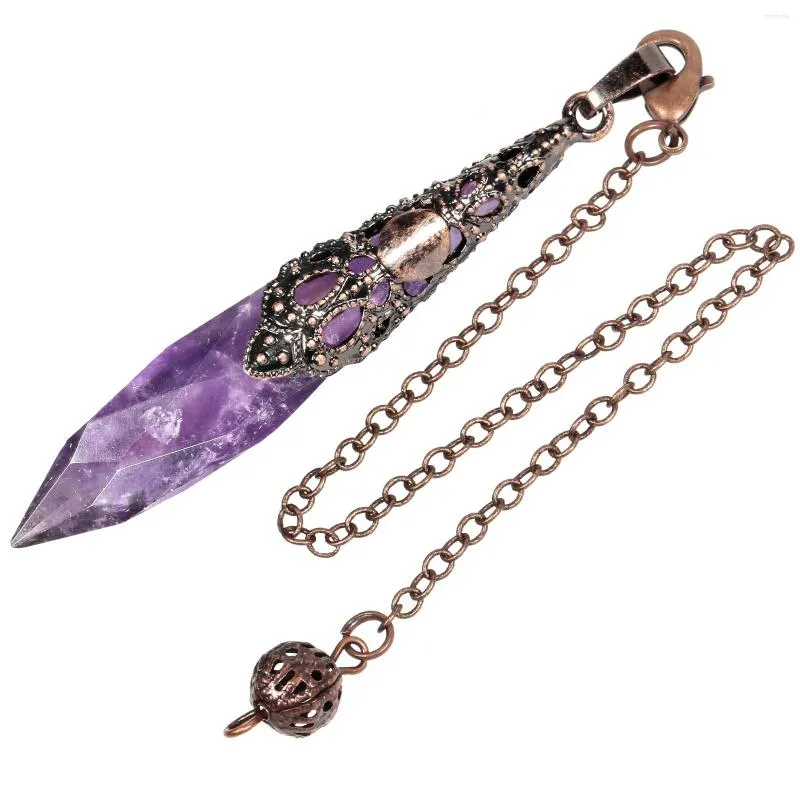 Hänge halsband sunyik natursten dowsing pendel fasetterad kristallpunkt för spådom kopparläkning reiki wicca pendule
