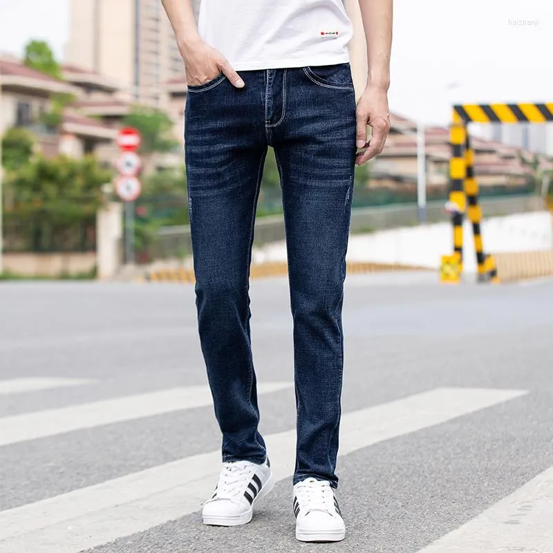 Herr jeans män y2k hög midja lösa resor blå denim breda ben byxor fyra säsonger avslappnad mode rak