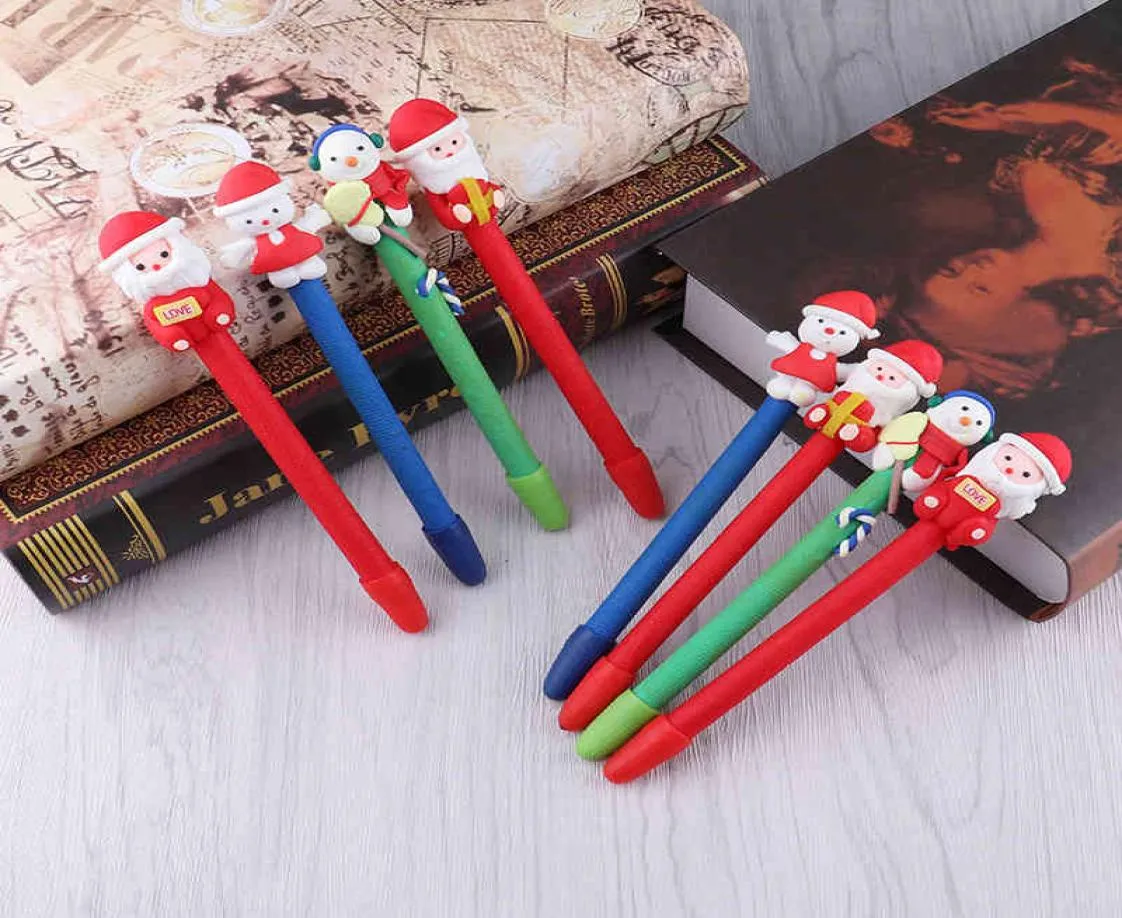 Party Supplies Office Stationery Creative Soft Pottery Ball Point Pennor Julklappar Santa Claus Pen Writing Gift Xmas Decoration6548106