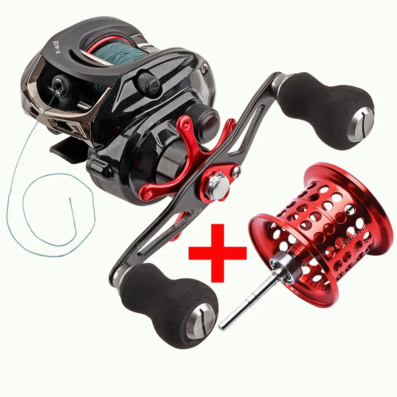 Baitcasting Fishing Reel utrustade PE 4 Strängar Linje 8 kg Bromseffekt 14+1BBS Kvalitet Ultra Light Wheels Karp Lure Fishing Fishing Fishing Reels Baitcasting Reel J