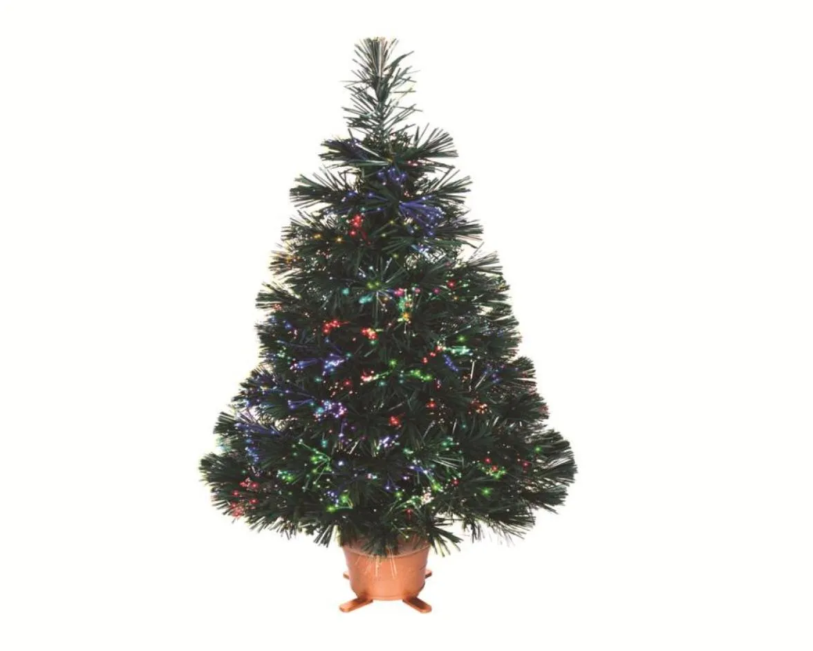 32 Inch Green Prelit Mini Fiber Optic Tabletop Artificial Christmas