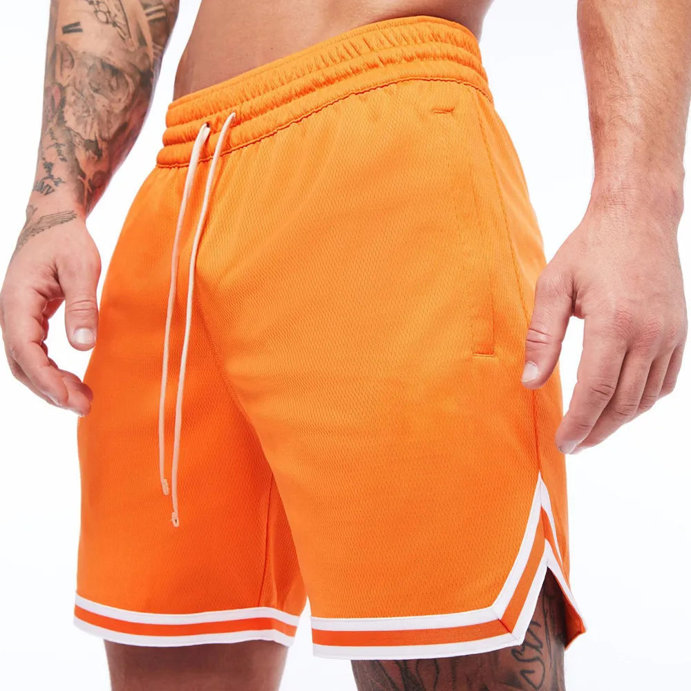 Shorts pour hommes Mens respirant Basketball Orange Mesh Fitness Sports Loisirs Entraînement Sport Pantalon Séchage rapide Gymnases Bodybuilding 230419