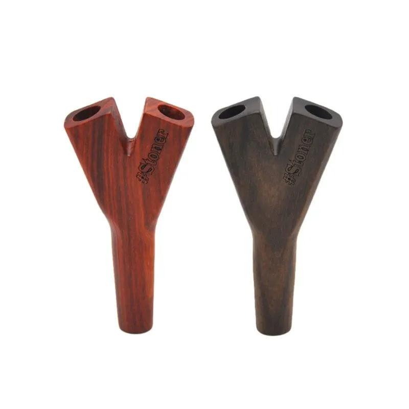 smoke pipes smoke shop Portable wood pipe Handmade Solid straight double hole cigarette holder wooden pipes