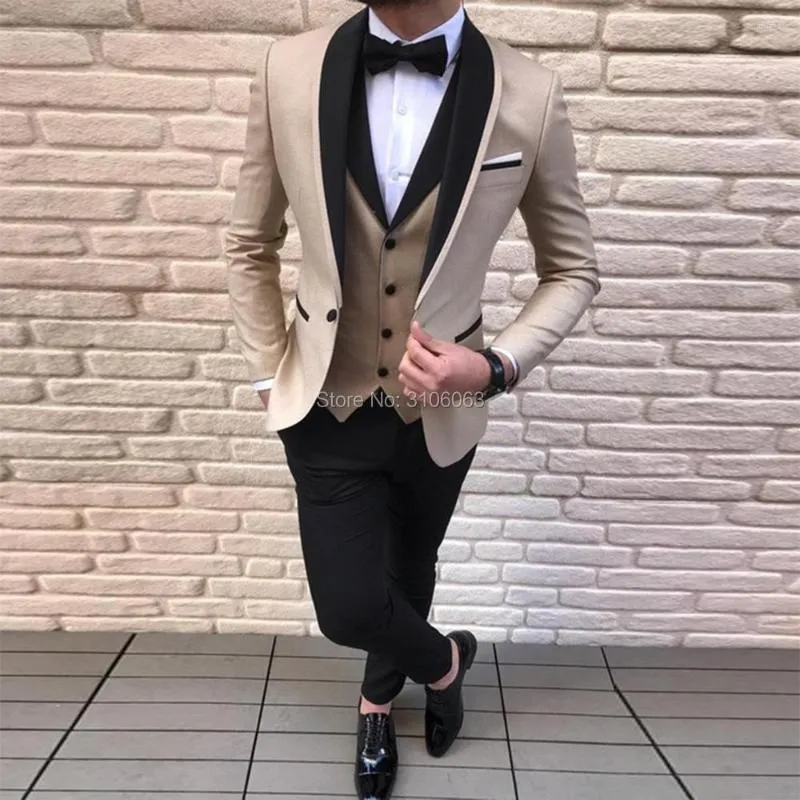 Men's Suits Slim Fit Suit Men 3 Pieces Business Casual Notched Lapel Groomsmen Green/Grey Tuxedo For Wedding ( Jacket Vest Pants )