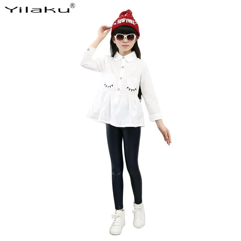 Trousers Yilaku Children Faux PU Leather Pants Girls Leggings Fashion Kids Pencil Girl Skinny CI043