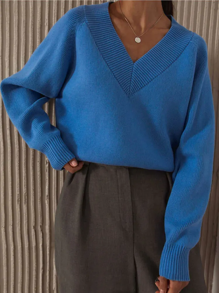 Женские свитера, модный свитер, женский зимний винтажный свитер большого размера, женский вязаный топ, джемпер с v-образным вырезом и длинным рукавом, осенние женские пуловеры 231118