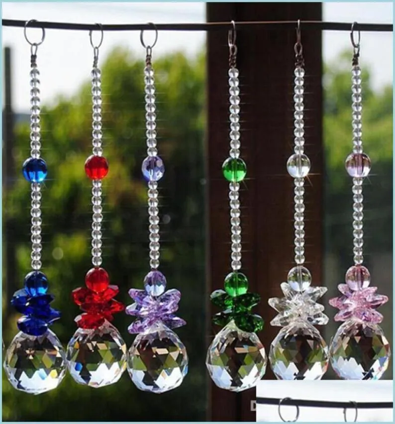 Décorations de jardin 5pcs K9 Crystal Suncatcher Ball Prisms Pendentif Fenêtre Décor Décoration de la maison Pendum Drop 20mm W016 Deliv1780069