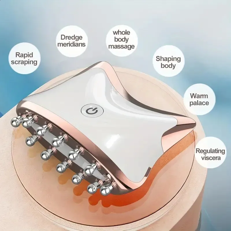 Dispositivi per la cura del viso Strumento meridiano EMS Massaggiatore completo per corpo e collo Gua Sha elettrico per uso domestico 231118