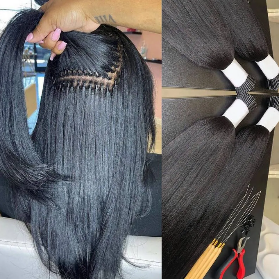 Yaki I Tip Hair Extension Remy Echthaar Kinky Straight Keratin Microlinks Itip Hair Extensions 100g