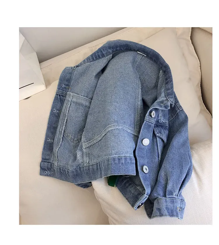 Bahar Sonbahar Kids denim ceket vintage çiçekler denim ceket çocukları dış giysiler