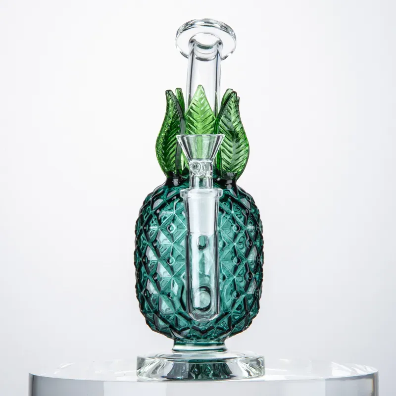 GCC Wholesale Pineapple Bong Hookahs 7 Inch Straight Tube Thick Glass Bongs Recycler Heady Dab Oil Rigs Bubbler Water Pipes With The Bowl WP2194