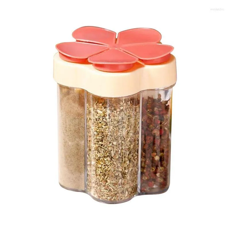 Bouteilles de stockage Boîte d'assaisonnement à 5 grilles Conteneurs de pots à épices transparents Récipient étanche à l'humidité avec couvercle Pot à condiments