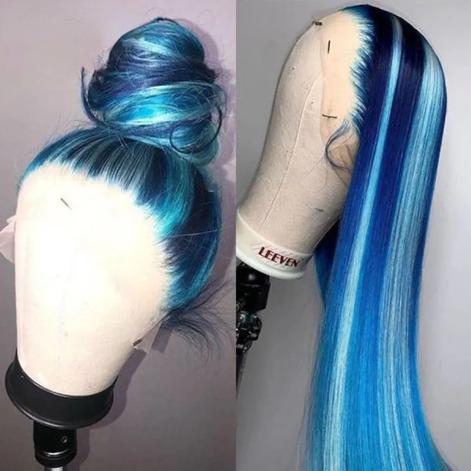 Long Soft Blue Lace Front Human Hair Wigs For Women Straight HD Transparent Lace Frontal Wig Synthetic Front Blue Frontal Wig PrePlucked From Fashiongirlhair 13.51 DHgate.Com