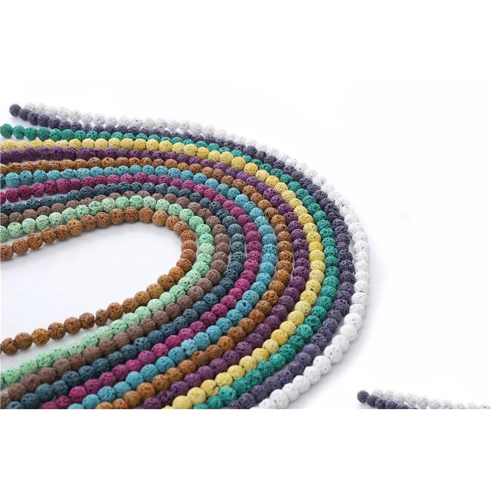 Lose Edelsteine 12 mm Naturstein Lavastein Runde Perlen zur Herstellung von Schmuck Halskette Armband Ohrringe Ringe Handwerk Heilung Vulkan Dhvwd