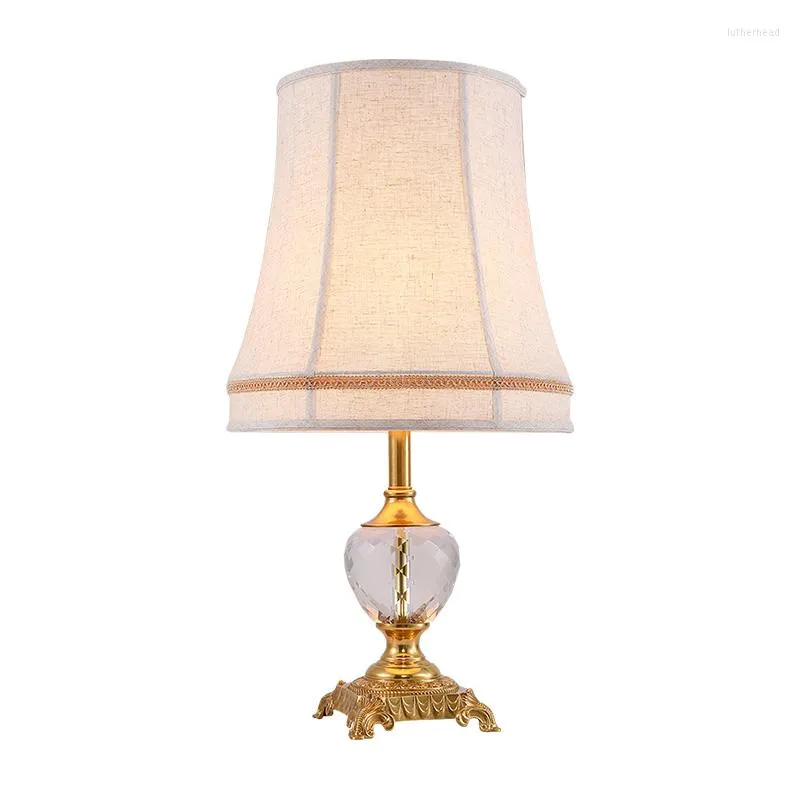 Table Lamps DINGFAN European Style All Copper Ceramic Fabric Lampshade Bedroom Study Living El Lobby Front Desk Decorative Lamp