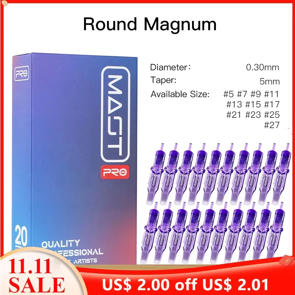 Tattoo Needles PRO Round Magnum RM 100% Original Sterilized Tattoo Needles Makeup Permanent Tattoo Cartridge Accessories 20pcs/box 231118