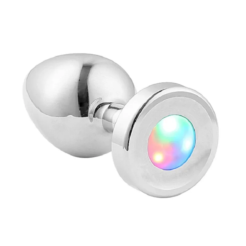 Plug anale in metallo con luce giocattolo del sesso per coppia, sughero luminoso, massaggio alla prostata, butt plug, coda, giocattoli erotici_voghion.com