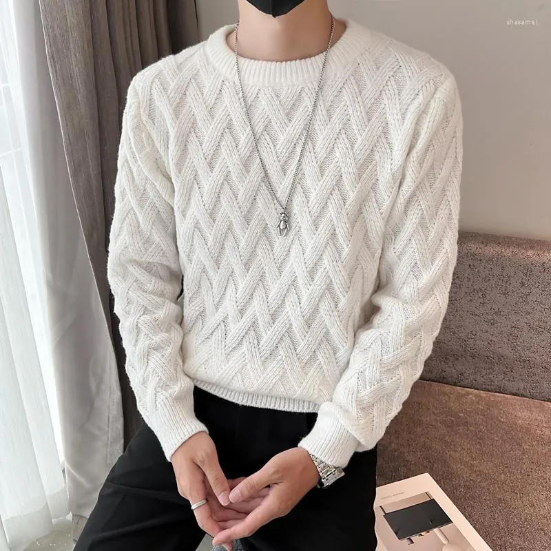 Oversize Pullover Rollkragenpullover Strickpulli Weiss Herren