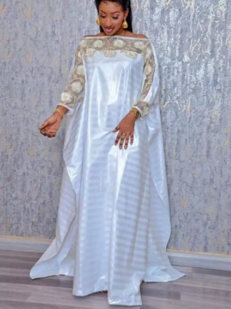 Etniska kläder Dubai Afrikanska klänningar för kvinnor plus storlek Boubou Nigerian kläder Ankara Dashiki Long Dress broderad Kaftan Robe Djellaba 230419