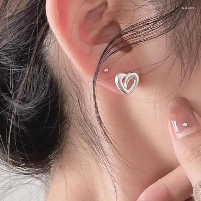 Ohrstecker Einfaches Design Silber Hohl Herz Tropfen Für Frauen Marke Mode Ohr Manschette Piercing Baumeln Ohrring Geschenk