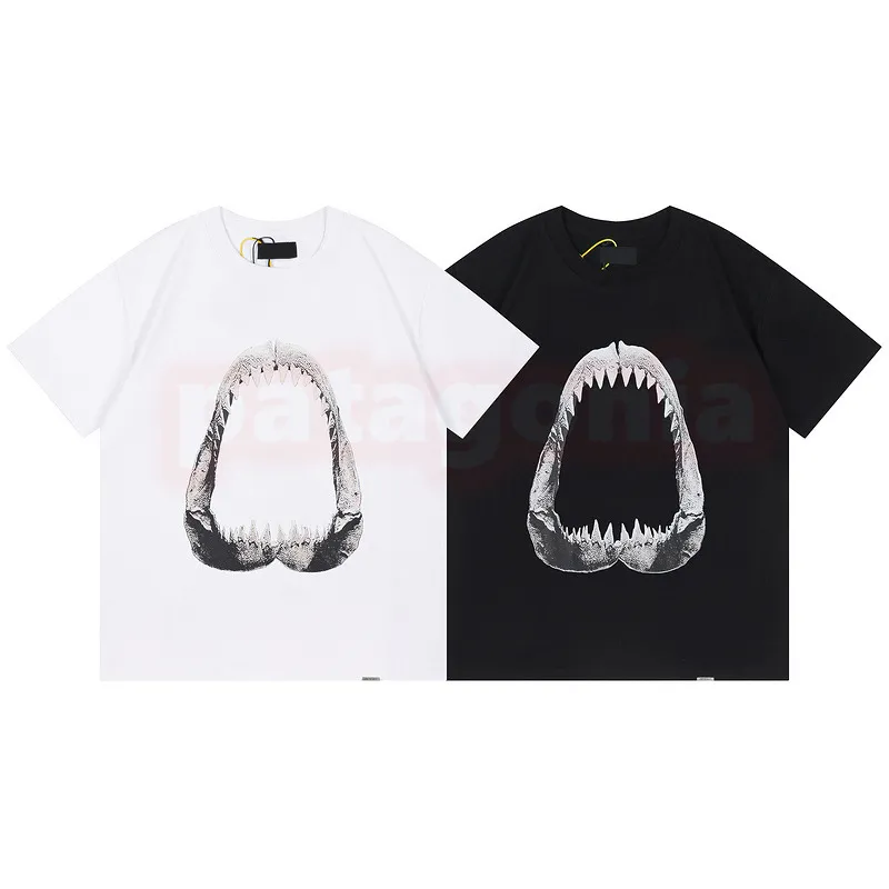 Mens mode märke Summer T Shirt Designer Womens Shark Teeth Printing Tees Lovers Hip Hop Clothing Size S-XL