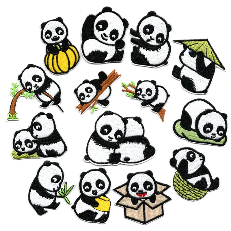 Panda Patches for Children Clothing Iron on Transfer Applique Patch For Bags Jeans Diy Sewo ALL Soorten borduurbadge -stickers