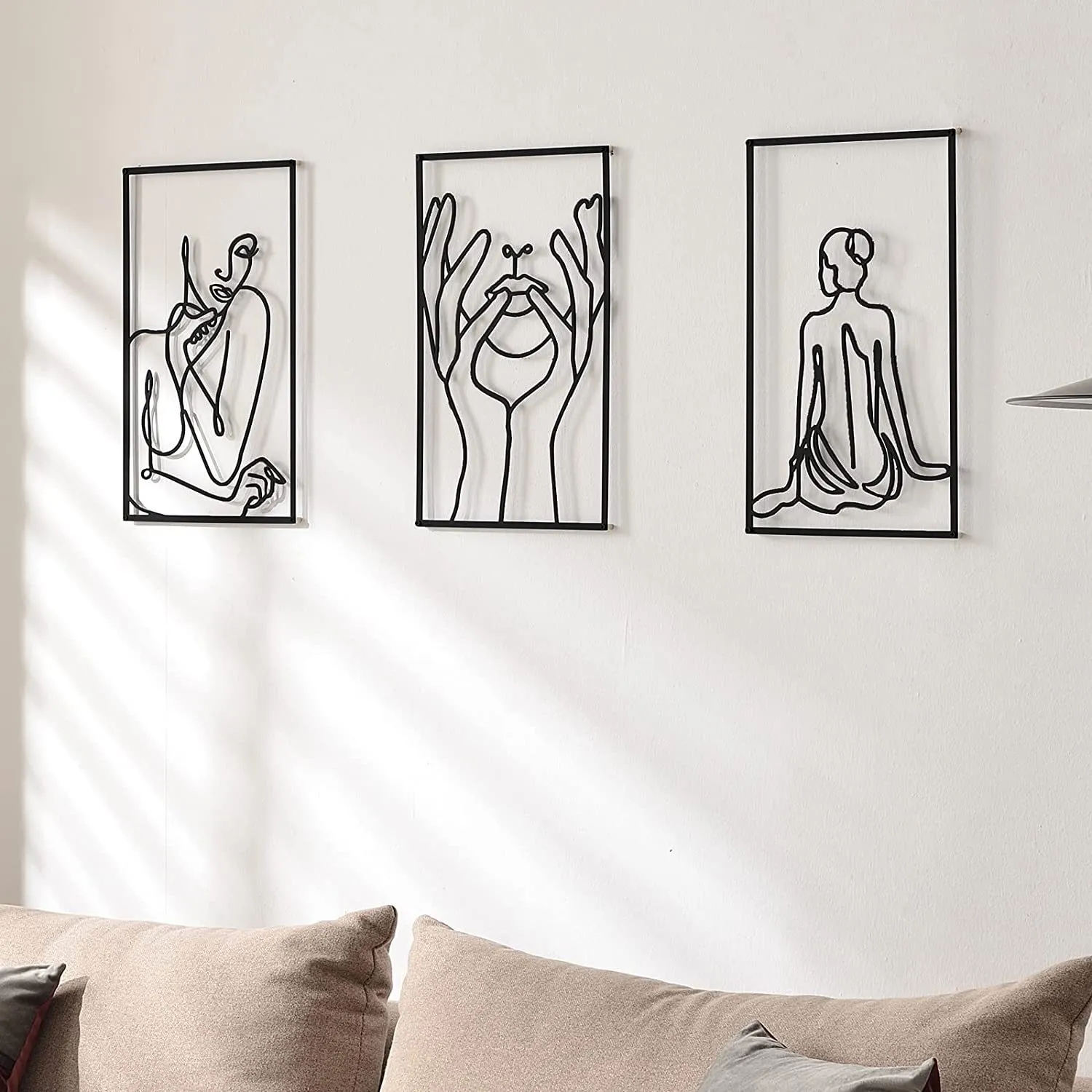 Decoratieve objecten Figurines Noordse abstracte vrouwelijke lijn ijzeren muur hangende inrichting ormant sexy dames silhouet metaal hanger Art woonkamer huisdecoratie