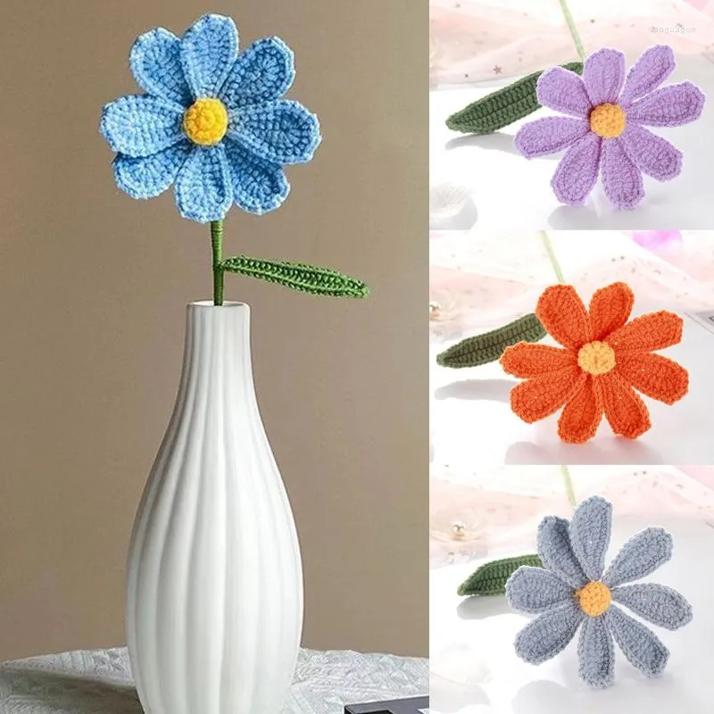 Decorative Flowers Gesang Flower Branch Hand Woven Fake Bouquet Crochet Products From Home Decoration Multi-color Optional