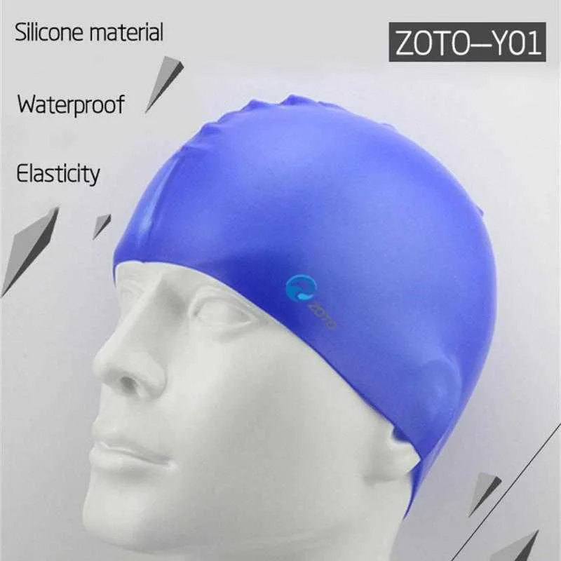 Bonnets de bain Bonnet de bain Silicone Bonnets de bain imperméables Hommes Femmes Adultes Enfants Cheveux longs Chapeau de piscine avec protège-oreille Protecteur Équipement de plongée P230418