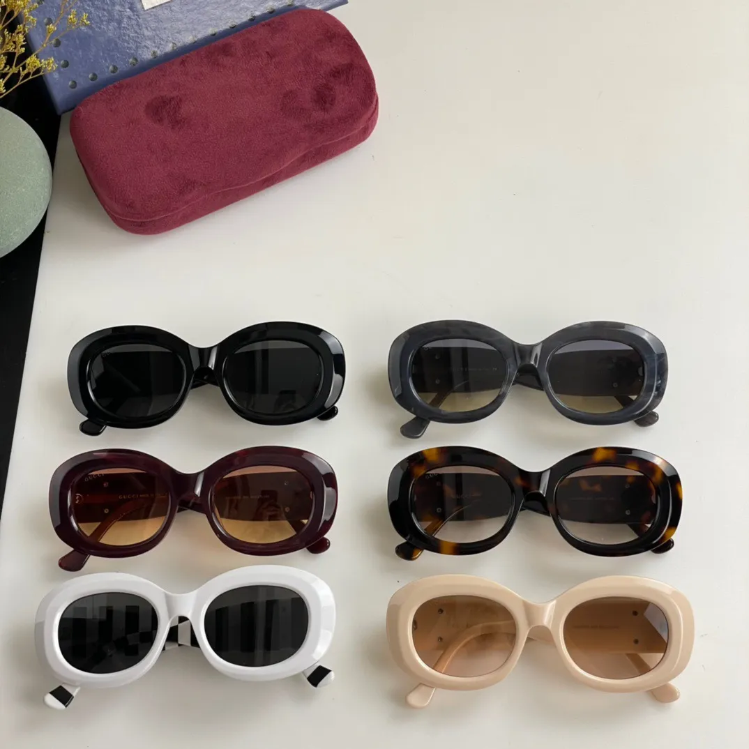 Designer Women Sunglasses Small Frame Oval Frame 0985 Women Gentle and Lightweight Leisure Tourism Sunglasses Hawksbill color With original box