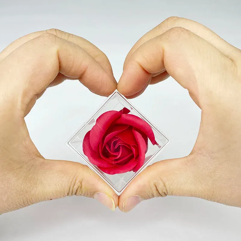 18 Stück durchsichtige Pralinenschachtel aus Acryl mit Seifenblumen für Hochzeitsfeier, duftende Rosenblüten, unverzichtbare Hochzeitsgeschenke zum Valentinstag