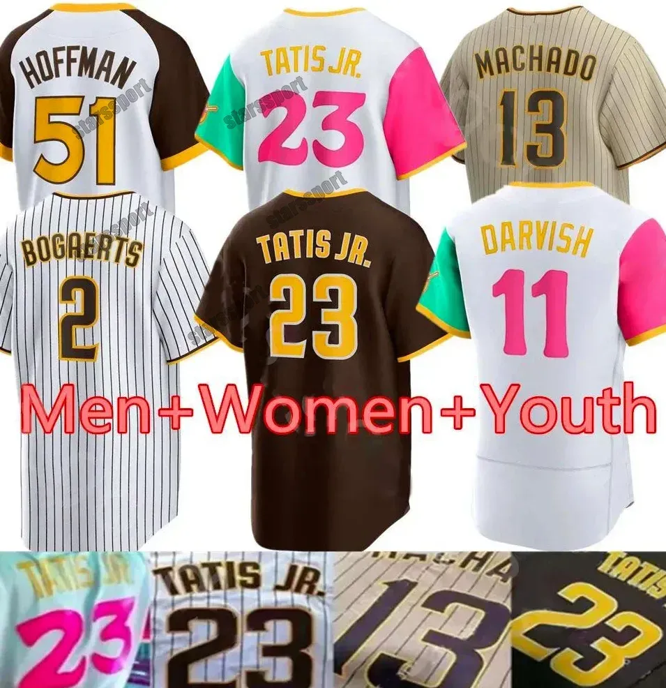 2022 2023 Custom S-4XL Juan Soto Jersey Manny 13 Hado 23 Fernando Tatis Jr. 9 Jake Cronenworth 19 Tony Gwynn Lamet Darvish 2 Bogaerts