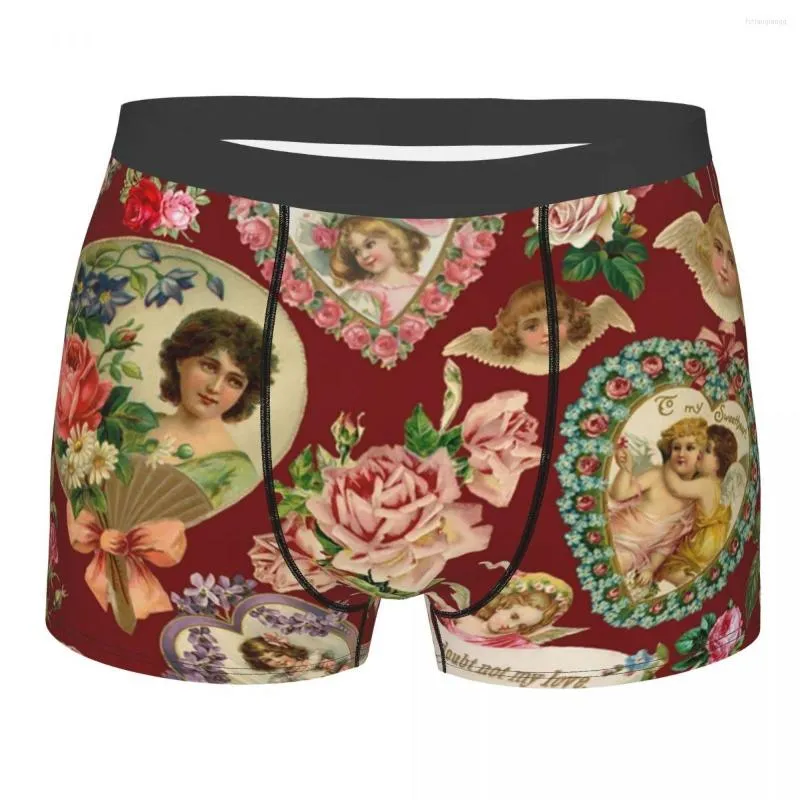 Caleçon Sexy Victorien Baroque Valentine Motif Boxers Shorts Mâle Breathbale Briefs Sous-Vêtements