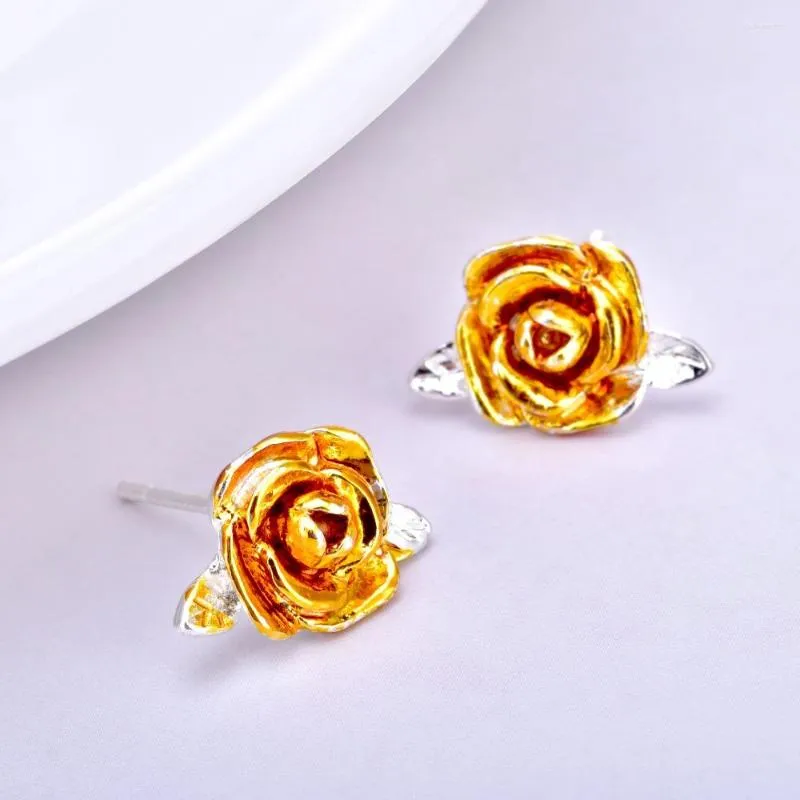 Boucles d'oreilles Vendimia élégant mignon couleur Rose fleur pour femmes alliage romantique délicat oreille manchette bijoux cadeau