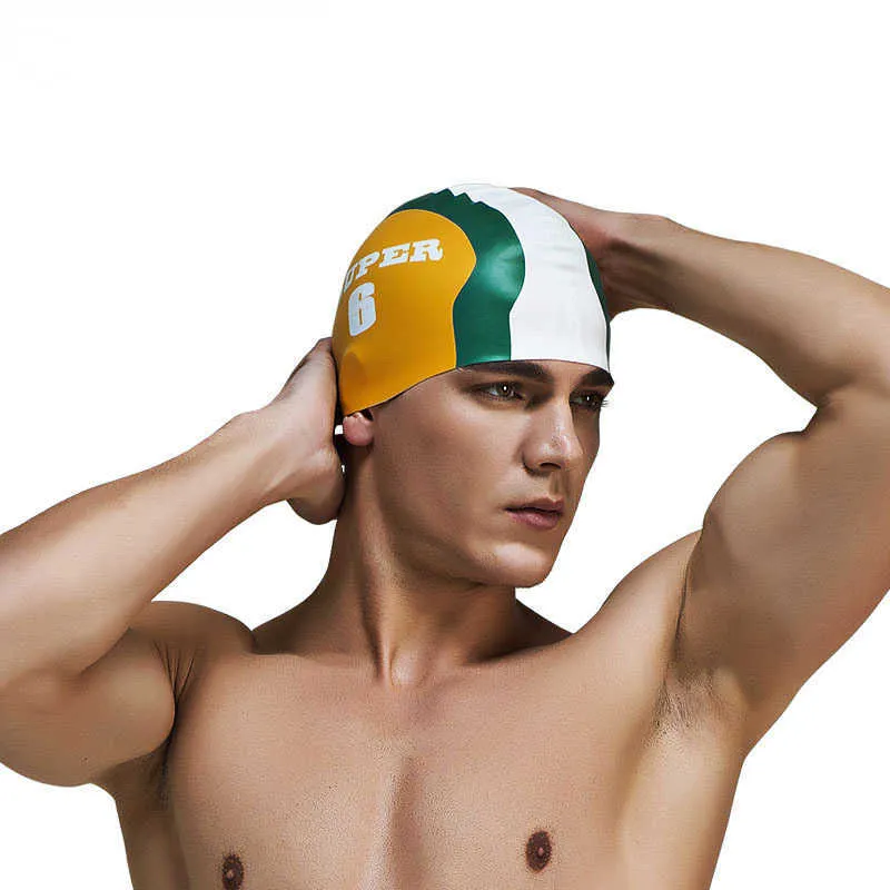 水泳キャップ夏の防水シリコーン保護耳長い髪のウォータースポーツスイムプール帽子水泳キャップ無料サイズ男性女性大人P230418