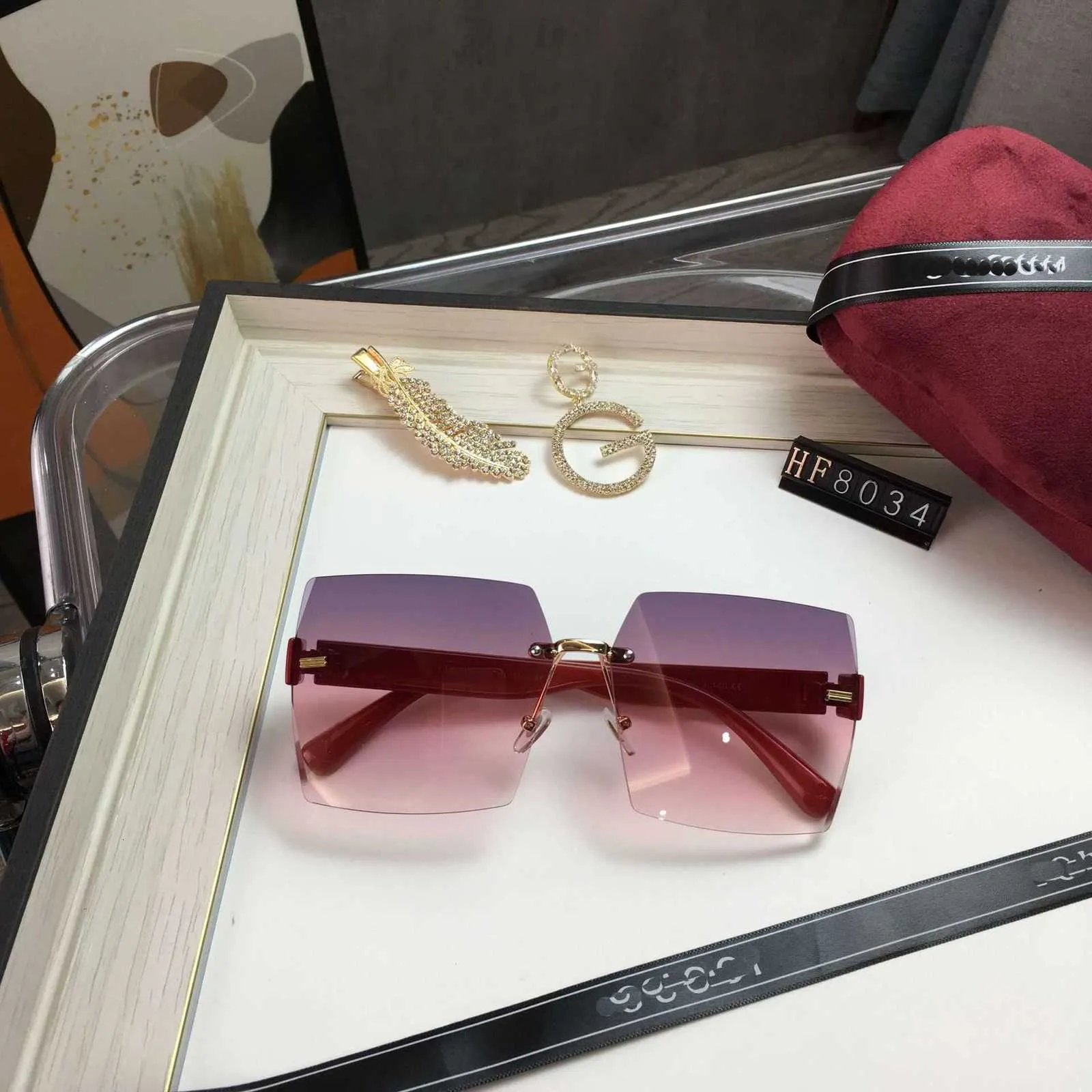 Mode g lunettes G Lettre luxe lunettes de soleil cool designer 2021 nouvelles lunettes de soleil boîte sans cadre pour femmes en direct tendance lunettes plates