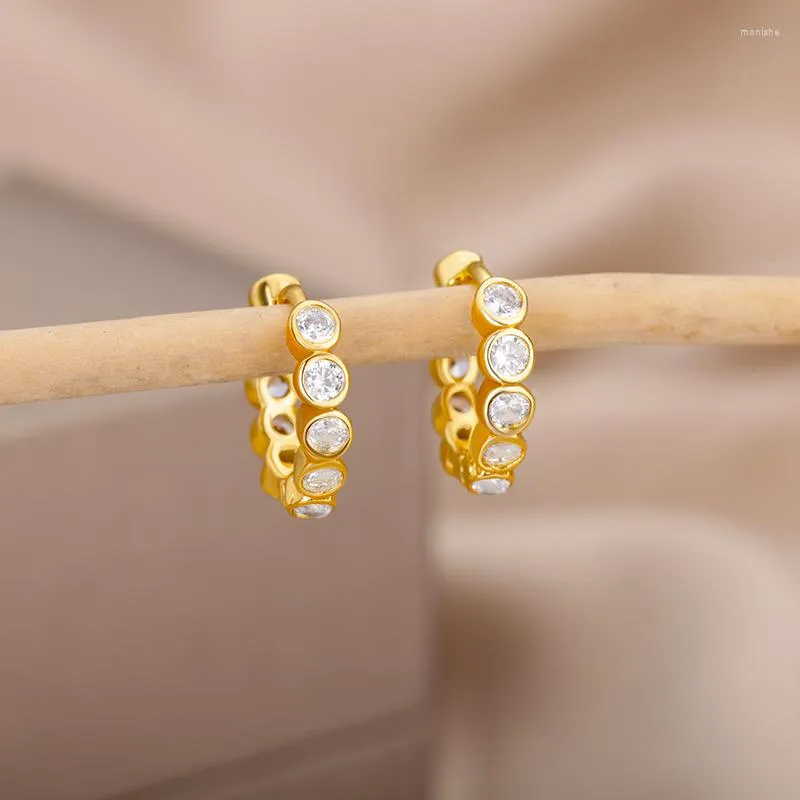 Creolen im koreanischen Stil für Frauen Zirkon Kristall runder Kreis Ohrring Vintage-Schmuck Geschenk Brincos