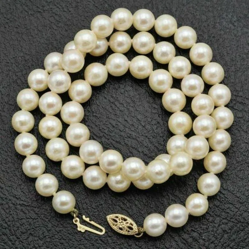 Chains Huge Charming 18"7-8mm Natural South Sea Genuine White Round Pearl Necklace Women Jewelry NecklaceChains ChainsChains