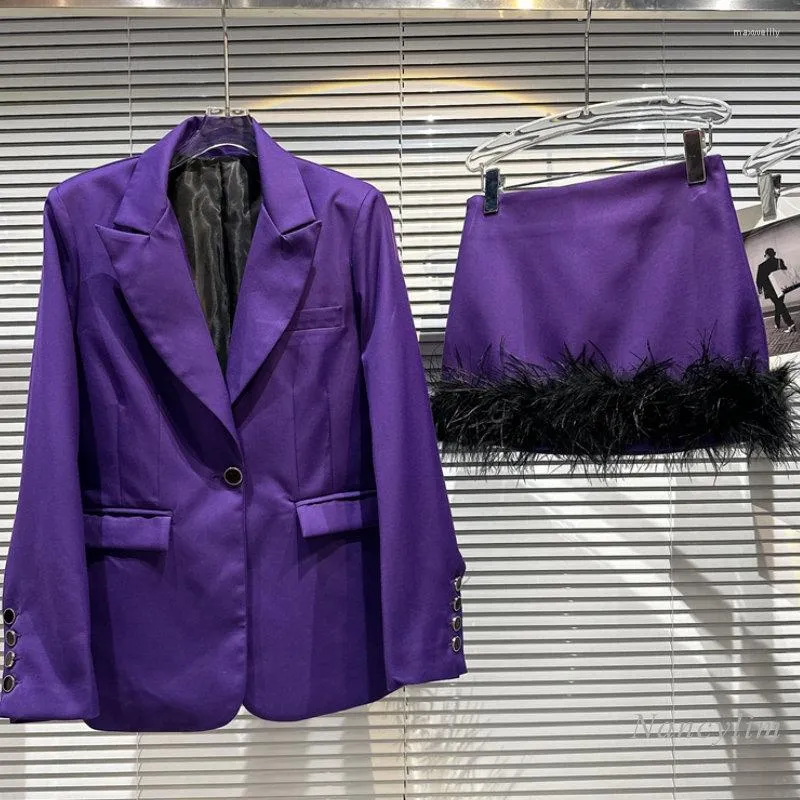 Werkjurken paarse blazer sets voor vrouwen