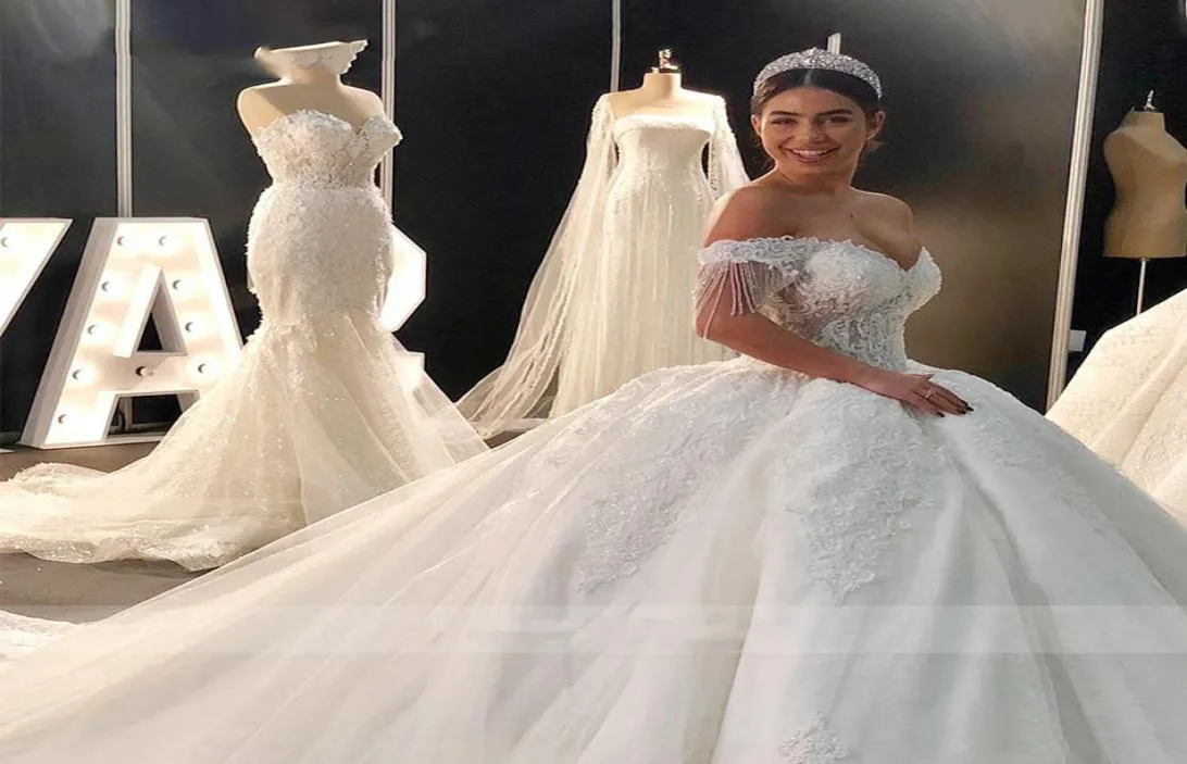 Vestido de novia suknia balowa suknie ślubne z koralikami rękawów Zastosowana ukochana księżniczka Dubaj Arabska suknie ślubne 8409301